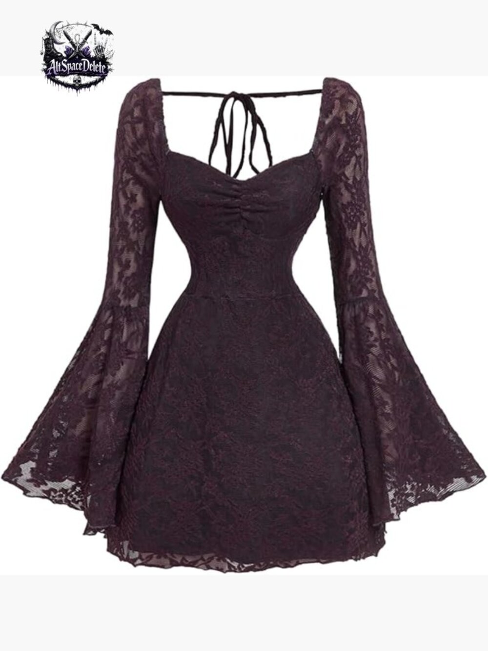 Floral Jacquard Mesh Gothic Dress Long Sleeve A-Line Vintage